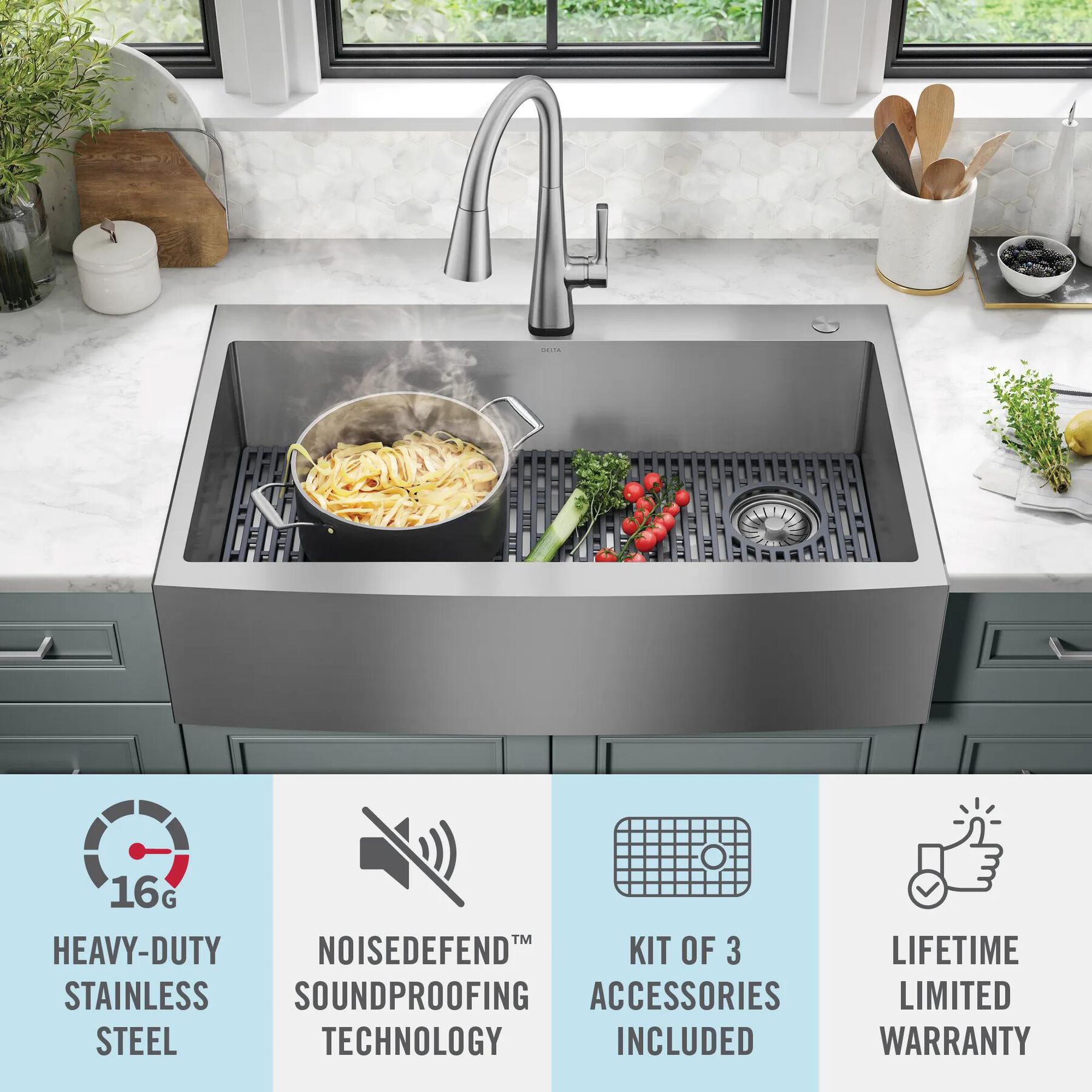 36&rdquo; Retrofit Farmhouse Apron Front 16 Gauge Stainless Steel Single Bowl Kitchen Sink for Undermount / Drop-In Installation with Accessories